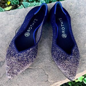 Rare! retired Rothy’s Midnight Metallic Point Flats 9.5